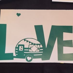 Vintage Camper Love Decal Bumper Stitcker